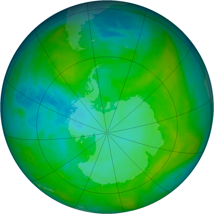 Antarctic ozone map for 24 January 1983